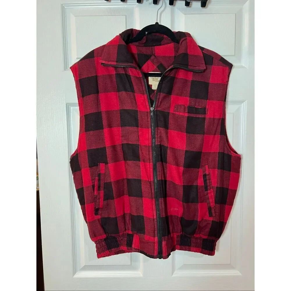 Ozark Trail Red Buffalo Plaid Vest Men’s XL Zip Up